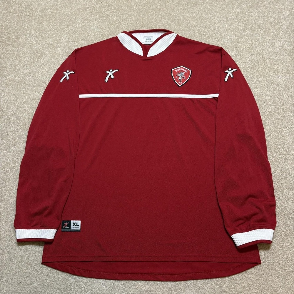 Vtg AC Perugia Soccer Jersey Mens XL Red‎ Galex Long Sleeve Serie A 2003-04